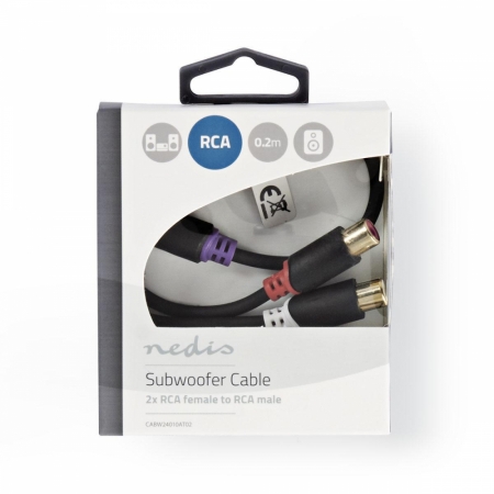 Nedis rozgałęźnik Y 2x RCA gniazdo do 1x RCA wtyk, 0,2 m w grupie Audio domowe / Kable / Kabel do subwoofera u BRL (176CABW24010AT02)