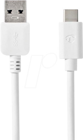 NEDIS CCGW61600WT10 kabel USB-A do USB-C, biały, 1 metr w grupie Audio domowe / Kable / Kabel cyfrowy u BRL (176CCGW61600WT10)