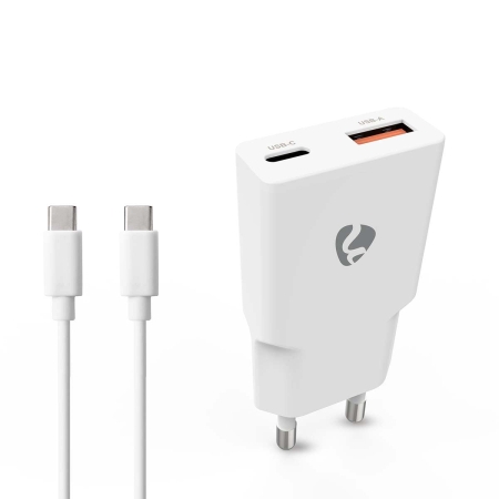 Nedis ładowarka ścienna z kablem USB-C 20 W 1x USB-C 1x USB-A, biała w grupie Car audio / Smartfon w samochodzie / Akcesoria do telefonów u BRL (176WCHA20WTUC)