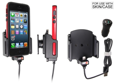 Brodit aktywny uchwyt z kablem USB i adapterem do gniazda zapalniczki, Apple iPhone 12 Mini/13 Mini/5/5C/5S/SE w grupie Car audio / Smartfon w samochodzie / Uchwyty na telefon u BRL (240521502)