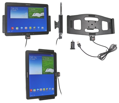 Brodit aktywny uchwyt z kablem USB i adapterem do gniazda zapalniczki, Samsung Galaxy Note 10.1 (2014 Edition) SM-P6000/SM-P6050 w grupie Car audio / Smartfon w samochodzie / Uchwyty na telefon u BRL (240521598)