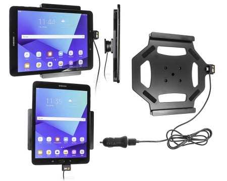 Aktywny uchwyt Brodit z kablem USB i adapterem do gniazda zapalniczki, Samsung Galaxy Tab S3 9.7 SM-T820/SM-T825 w grupie Car audio / Smartfon w samochodzie / Uchwyty na telefon u BRL (240521968)
