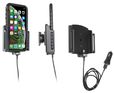 Aktywny uchwyt Brodit z kablem USB i adapterem do gniazda zapalniczki, Apple iPhone 11 Pro Max/Xs Max w grupie Car audio / Smartfon w samochodzie / Uchwyty na telefon u BRL (240721083)