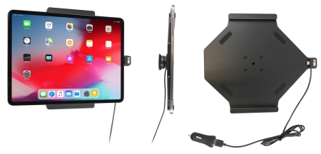 Aktywny uchwyt Brodit z kablem USB i adapterem do gniazda zapalniczki, Apple iPad Air 13 2024  (A2898, A2899, A2900)/Air 13 2025 M3 (A3268, A3268, A2371)/Pro 12,9 2018 (A1876, A1895, A1983, A2014)/Pro 12.9 2020 (A2069, A2232, A2229)/Pro 12.9 5th Gen 2021  w grupie Car audio / Smartfon w samochodzie / Uchwyty na telefon u BRL (240721095)
