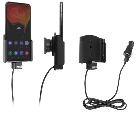 Aktywny uchwyt Brodit z kablem USB i adapterem do gniazda zapalniczki, Samsung Galaxy A50 (SM-A505) w grupie Car audio / Smartfon w samochodzie / Uchwyty na telefon u BRL (240721142)