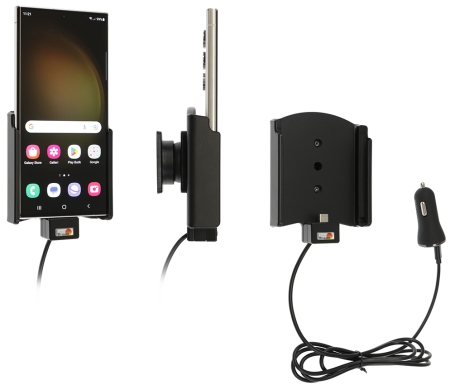 Brodit Aktywny uchwyt z kablem USB i adapterem do gniazda zapalniczki, Samsung Galaxy S23 Ultra SM-S918B/DS w grupie Car audio / Smartfon w samochodzie / Uchwyty na telefon u BRL (240721346)