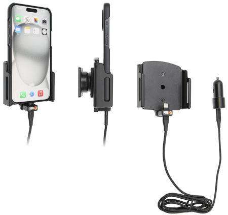 Brodit Aktywny uchwyt z kablem USB i adapterem do gniazda zapalniczki, Apple iPhone 15 Plus/15 Pro Max/16 Plus/16 Pro Max w grupie Car audio / Smartfon w samochodzie / Uchwyty na telefon u BRL (240721377)