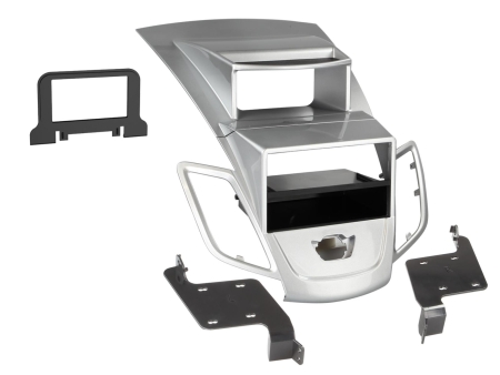Ramka montażowa 2-DIN z kieszenią na akcesoria Ford Fiesta, srebrna w grupie Car audio / Co pasuje do mojego samochodu / Ford / Fiesta / Fiesta 2013-2017 u BRL (700281114212)