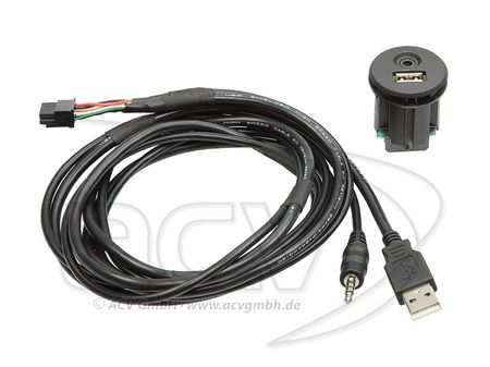 Złącze USB + AUX 3,5 mm do montażu w obudowie z kablem 1,5 m w grupie Car audio / Co pasuje do mojego samochodu / Nissan / Micra / Micra K13 2010-2017 u BRL (700441213001)
