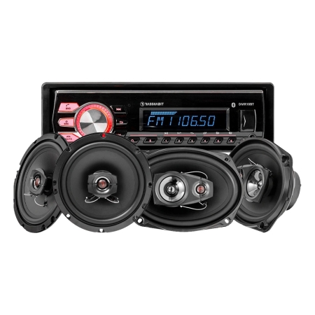 Zestaw car audio Bass Habit DMR10BT z głośnikami Rebel w grupie Pakiety / Zestaw do samochodu / Pakiety radiowe u BRL (SETDMR10BTREBEL)