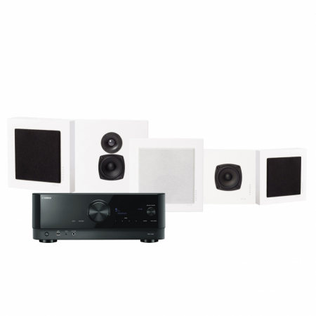 Yamaha RX-V4A & DLS Flatbox Mini On-Wall zestaw kina domowego 5.0, biały w grupie Pakiety / Zestawy do domu / Kino domowe i zestawy kina domowego u BRL (SETFBMINIPKT7)