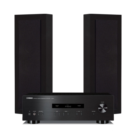 DLS Flatbox Slim Large w kolorze czarnym z Yamaha A-S201 MK II, zestaw stereo 2.0 w grupie Pakiety / Zestawy do domu / Zestawy stereo u BRL (SETFBSLIMLARGEPKT1)