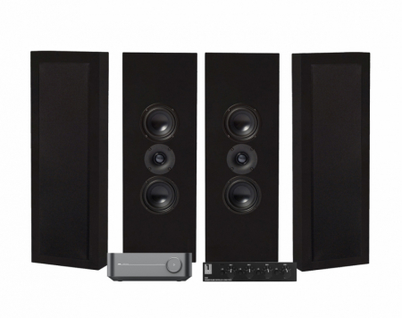 WiiM Amp, SC4B & 2 pary matowoczarnych DLS Flatbox XL w grupie Pakiety / Zestawy do domu / Zestawy multiroom u BRL (SETFLATBOXXLPKT2)