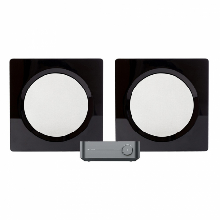 WiiM Amp i DLS Flatbox D-One, zestaw stereo 2.0, czarny/biały w grupie Pakiety / Zestawy do domu / Zestawy stereo u BRL (SETHDONEPKT1)