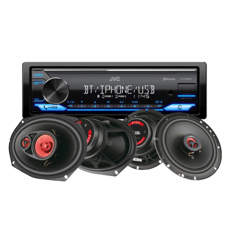JVC KD-X382BT & głośniki Bass Habit Play, pakiet car audio w grupie Pakiety / Zestaw do samochodu / Pakiety radiowe u BRL (SETKDX382BTPLAY)