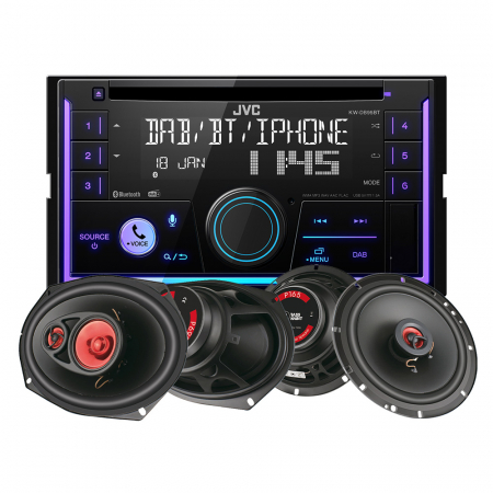 JVC KW-DB95BT & głośniki Bass Habit Play, pakiet car audio w grupie Pakiety / Zestaw do samochodu / Pakiety radiowe u BRL (SETKWDB95BTPLAY)