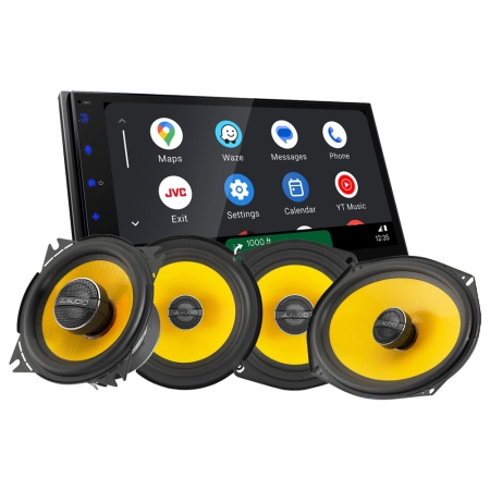 JVC KW-M695DBW z głośnikami koaksjalnymi JL Audio C1, pakiet car audio w grupie Pakiety / Zestaw do samochodu / Pakiety radiowe u BRL (SETKWM695DBWC1)