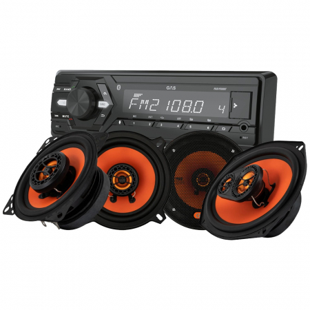 GAS MAD M100-BT z głośnikami MAD X1, pakiet car audio w grupie Pakiety / Zestaw do samochodu / Pakiety radiowe u BRL (SETMADM100BTPKT1)