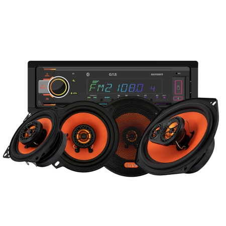 GAS MAD M120-BTD z głośnikami MAD X1, pakiet car audio w grupie Pakiety / Zestaw do samochodu / Pakiety radiowe u BRL (SETMADM120BTDPKT3)