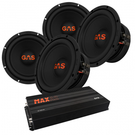 Zestaw 4 szt. GAS MAD S2-8D2 & MAX A2-1500.1D, pakiet basowy w grupie Pakiety / Zestaw do samochodu / Pakiety basowe u BRL (SETMADS28D2PKT4)