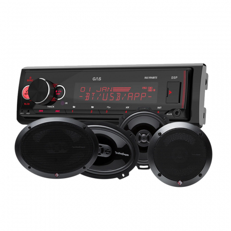 GAS MAX M140-BTX i głośniki Rockford Fosgate PUNCH, pakiet car audio w grupie Pakiety / Zestaw do samochodu / Pakiety radiowe u BRL (SETMAXM140PUNCH)