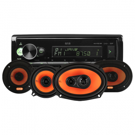 GAS MAX M150-BDX i głośniki GAS MAD X2, pakiet car audio w grupie Pakiety / Zestaw do samochodu / Pakiety radiowe u BRL (SETMAXM150BDXX2)