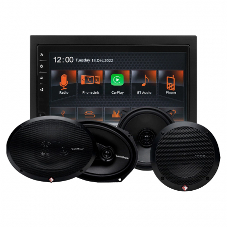 GAS MAX MV240-BT i głośniki Rockford Fosgate Prime, pakiet car audio w grupie Pakiety / Zestaw do samochodu / Pakiety radiowe u BRL (SETMAXMV240BTPRIME)