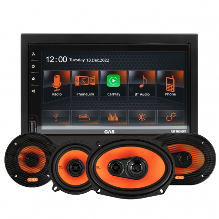 GAS MAX MV240-BT i głośniki GAS MAD X2, pakiet car audio w grupie Pakiety / Zestaw do samochodu / Pakiety radiowe u BRL (SETMAXMV240BTX2)