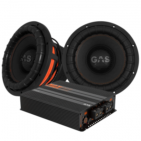 2-pak GAS MAX S2-12D1 z MAX PA1-5000.1DZ1, ciężki pakiet basowy w grupie Pakiety / Zestaw do samochodu / Pakiety basowe u BRL (SETMAXS212D1PKT8)