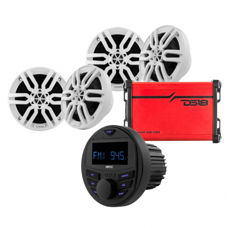 DS18 MRX1, morski wzmacniacz i 2 pary MP6, kompletny pakiet morski w grupie Car audio / Audio morskie / Zestawy morskie u BRL (SETMP6PKT3)