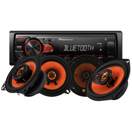 Pioneer MVH-230BT i głośniki GAS MAD X1, zestaw car audio w grupie Pakiety / Zestaw do samochodu / Pakiety radiowe u BRL (SETMVH230BTX1)