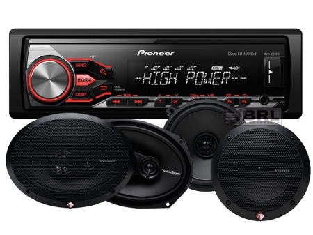 Pioneer MVH-280FD i głośniki Rockford Fosgate Prime w grupie Pakiety / Zestaw do samochodu / Pakiety radiowe u BRL (SETMVH280FDPRIME)