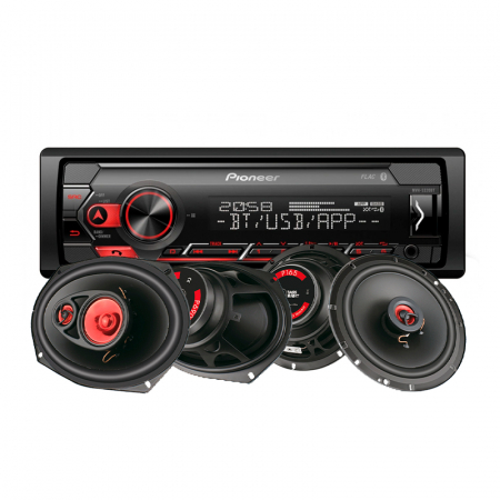 Pioneer MVH-S320BT i głośniki Bass Habit Play w grupie Pakiety / Zestaw do samochodu / Pakiety radiowe u BRL (SETMVHS320BHPLAY)