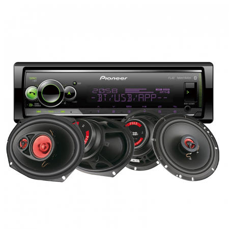 Pioneer MVH-S520BT i głośniki Bass Habit Play w grupie Pakiety / Zestaw do samochodu / Pakiety radiowe u BRL (SETMVHS520BHPLAY)