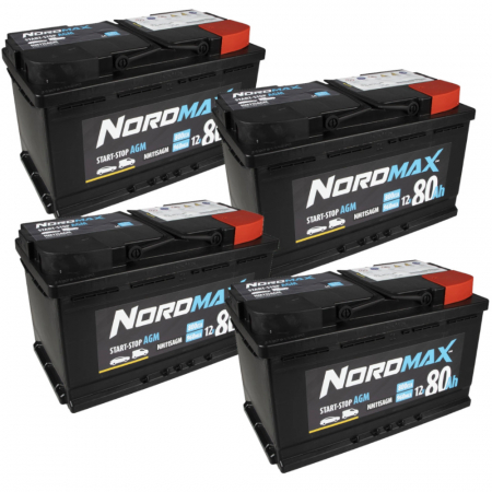 Pakiet akumulatorów, 4 szt. akumulator Nordmax AGM, 80Ah / 12V w grupie Car audio / Akcesoria / Baterie u BRL (SETNORDMAX80X4)