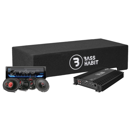 Bass Habit PL2212SR z JVC KD-X382BT, pakiet całościowy w grupie Pakiety / Zestaw do samochodu / Pakiety kompletne u BRL (SETPL2212SRPKT3)