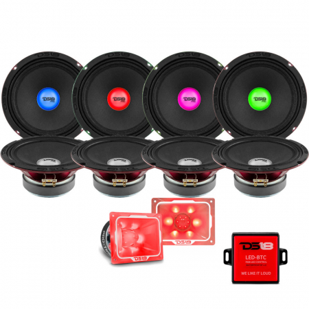 Zestaw 8 szt. DS18 PRO-X8.4RGBCAP z PRO-TW5L, zestaw SPL z oświetleniem RGB LED w grupie Pakiety / Zestaw do samochodu / Pakiety głośnikowe SPL u BRL (SETPROX84RGBCAPPKT1)