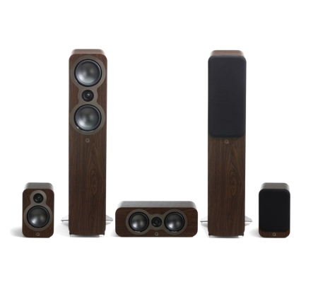 Pakiet głośników Q Acoustics 3050c 5.0 z centralnym i surround, orzech w grupie Pakiety / Zestawy do domu / Domowe zestawy głośnikowe u BRL (SETQ3050CPKT3)