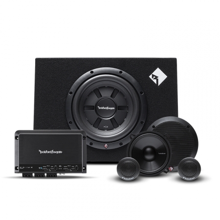 Rockford Fosgate R250X4 z obudową basową R2S-1X10 i zestawem Prime w grupie Pakiety / Zestaw do samochodu / Pakiety kompletne u BRL (SETR2S1X10PKT1)