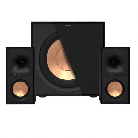 Klipsch R-40M i Klipsch R-101SW, zestaw głośników 2.1, czarny w grupie Pakiety / Zestawy do domu / Domowe zestawy głośnikowe u BRL (SETR40MPKT3)