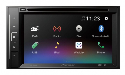 Pioneer AVH-A240DAB, radio samochodowe z Bluetooth, DVD, DAB i 3 parami wyjść niskopoziomowych