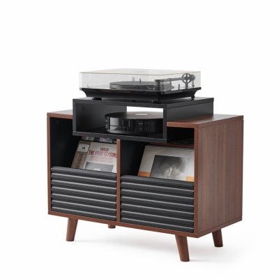 NorStone Oslo Vinyl 800 szafka RTV, czarna/orzech