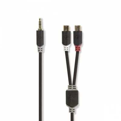 Nedis kabel stereo, 1x 3,5 mm wtyk do 2x RCA gniazdo, 0,2 m