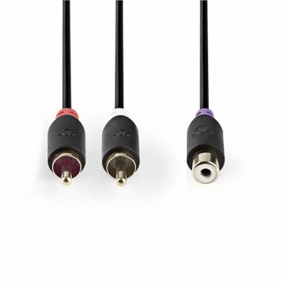 Nedis rozgałęźnik Y 2x RCA wtyk do 1x RCA gniazdo, 0,2 m