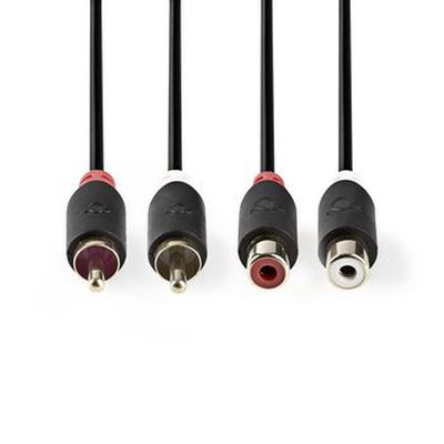 Nedis kabel przedłużający Stereo RCA - wtyk-gniazdo 2 metry