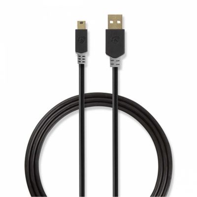Nedis USB 2.0 USB-A wtyk do Mini-USB 5-pinowy wtyk, 2 m