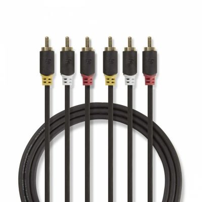 Nedis kabel wideo, 3x RCA wtyk do 3x RCA wtyk, 2 m