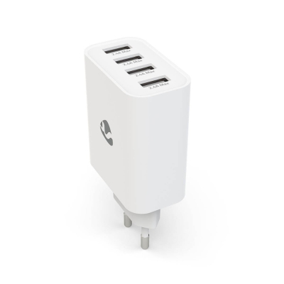 Nedis ładowarka sieciowa USB-A, 4 porty, 24 W, biała