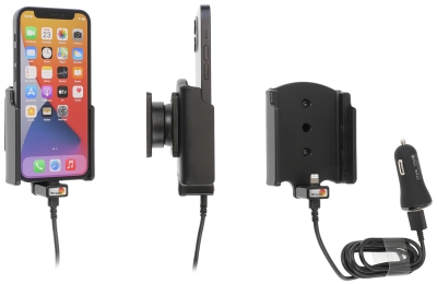 Aktywny uchwyt Brodit z kablem USB i adapterem do gniazda zapalniczki, Apple iPhone 12 Mini