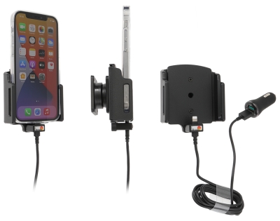Aktywny uchwyt Brodit z kablem USB i adapterem do gniazda zapalniczki, Apple iPhone 12/12 Pro/13/13 Pro/14 Pro